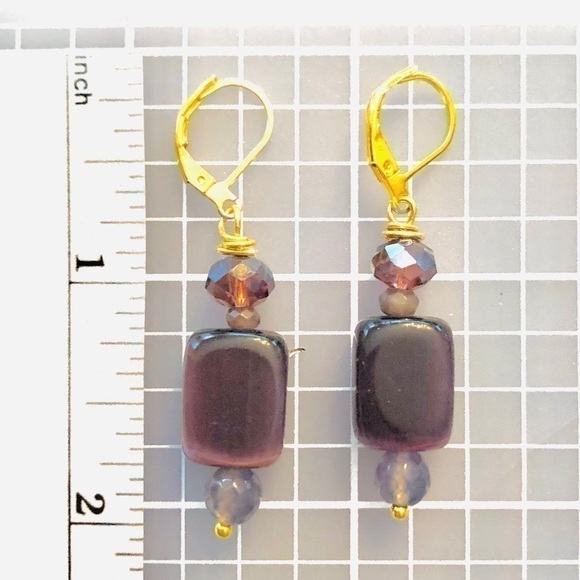 𝅺sterling Silver Earrings 22k Vermeil  Cat Eye - Picture 5 of 8